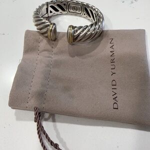 David Yurman Silver and Gold Cable Cuff 17mm